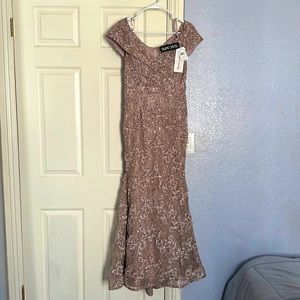 Off-The-Shoulder Lace Gown Dress